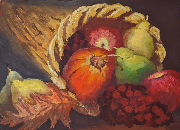 Cornucopia filled with gorgeous fruits of the season.