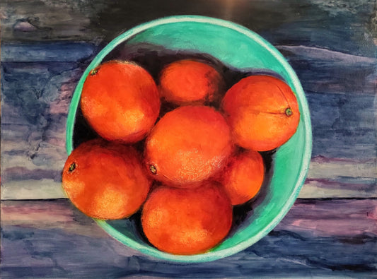 Green Bowl and Oranges