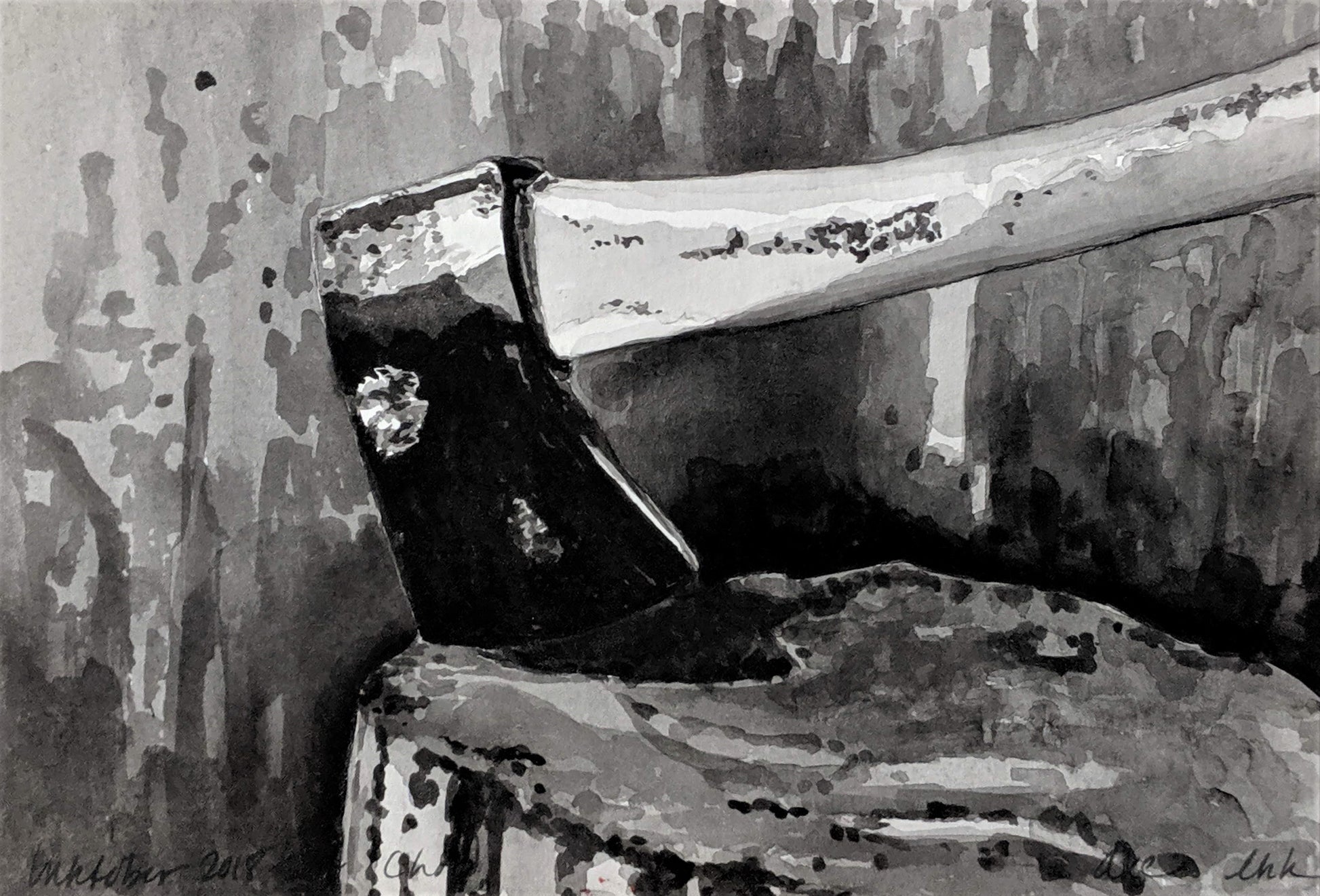 Axe watercolor painting