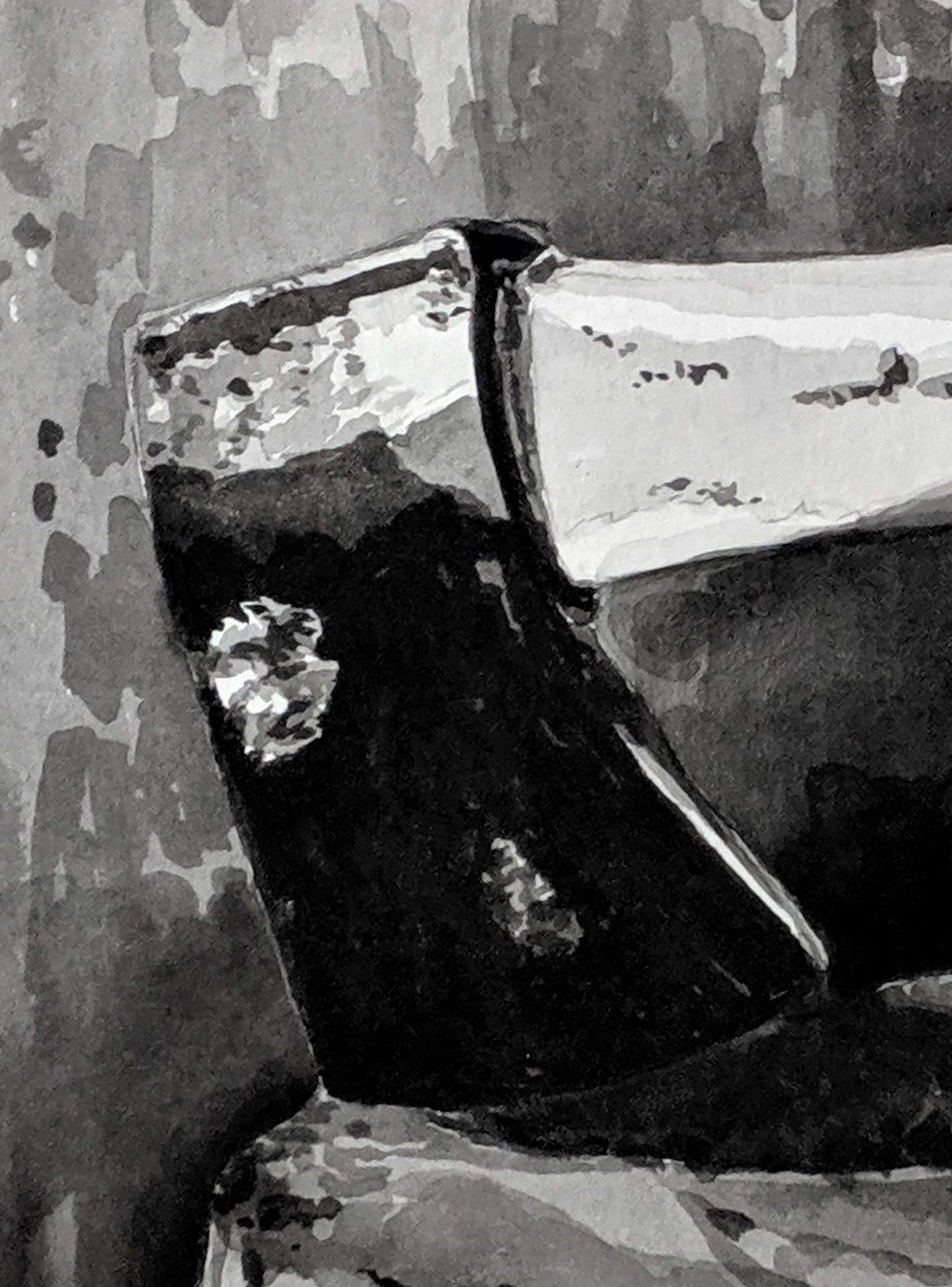 Axe watercolor painting detail
