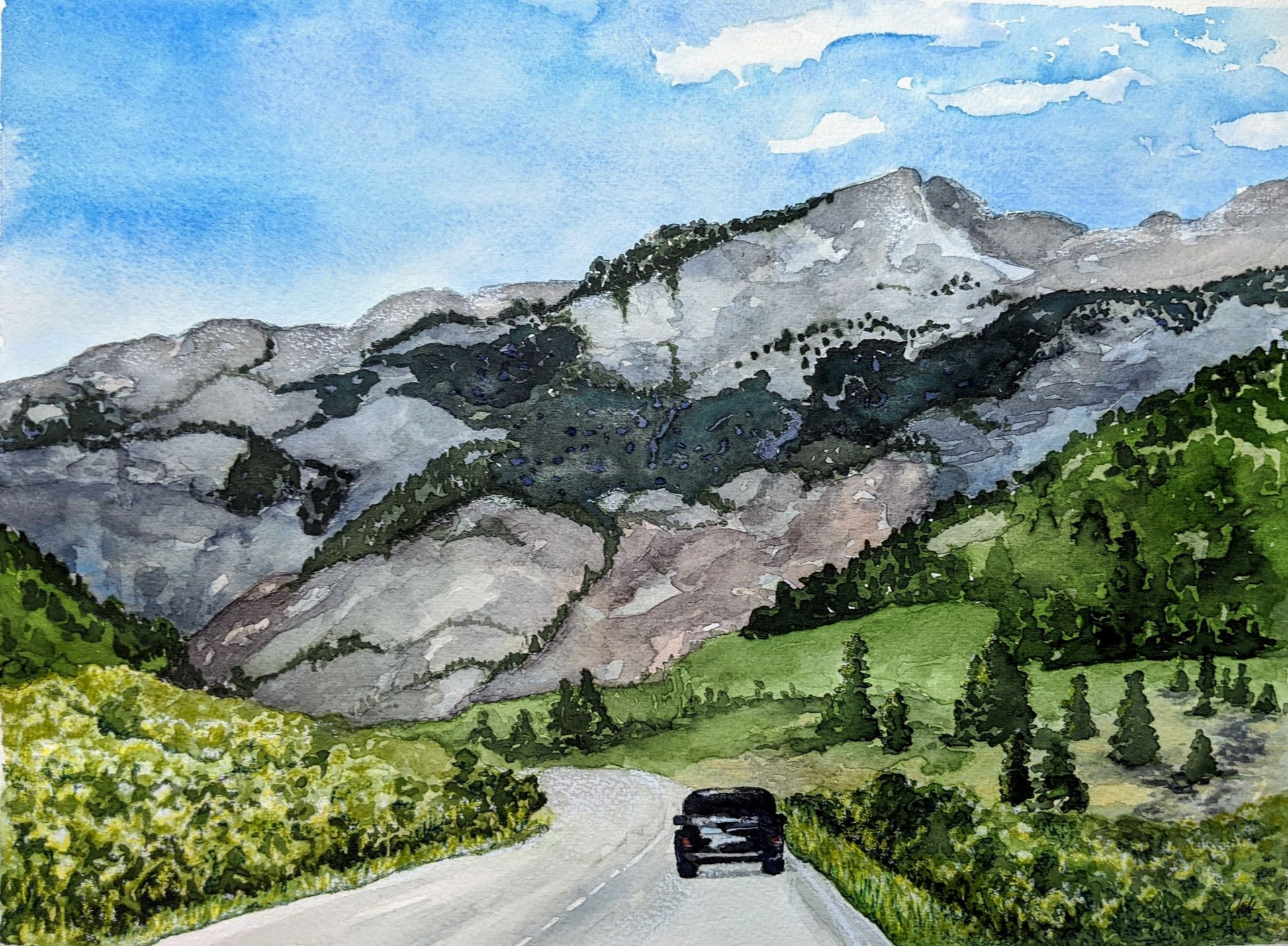 Blueridge mountains watercolor painting