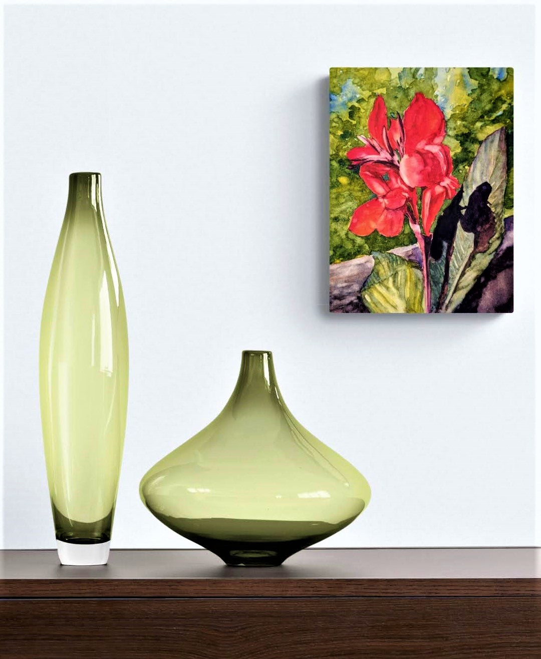 Scarlet Canna Lily on the Deck