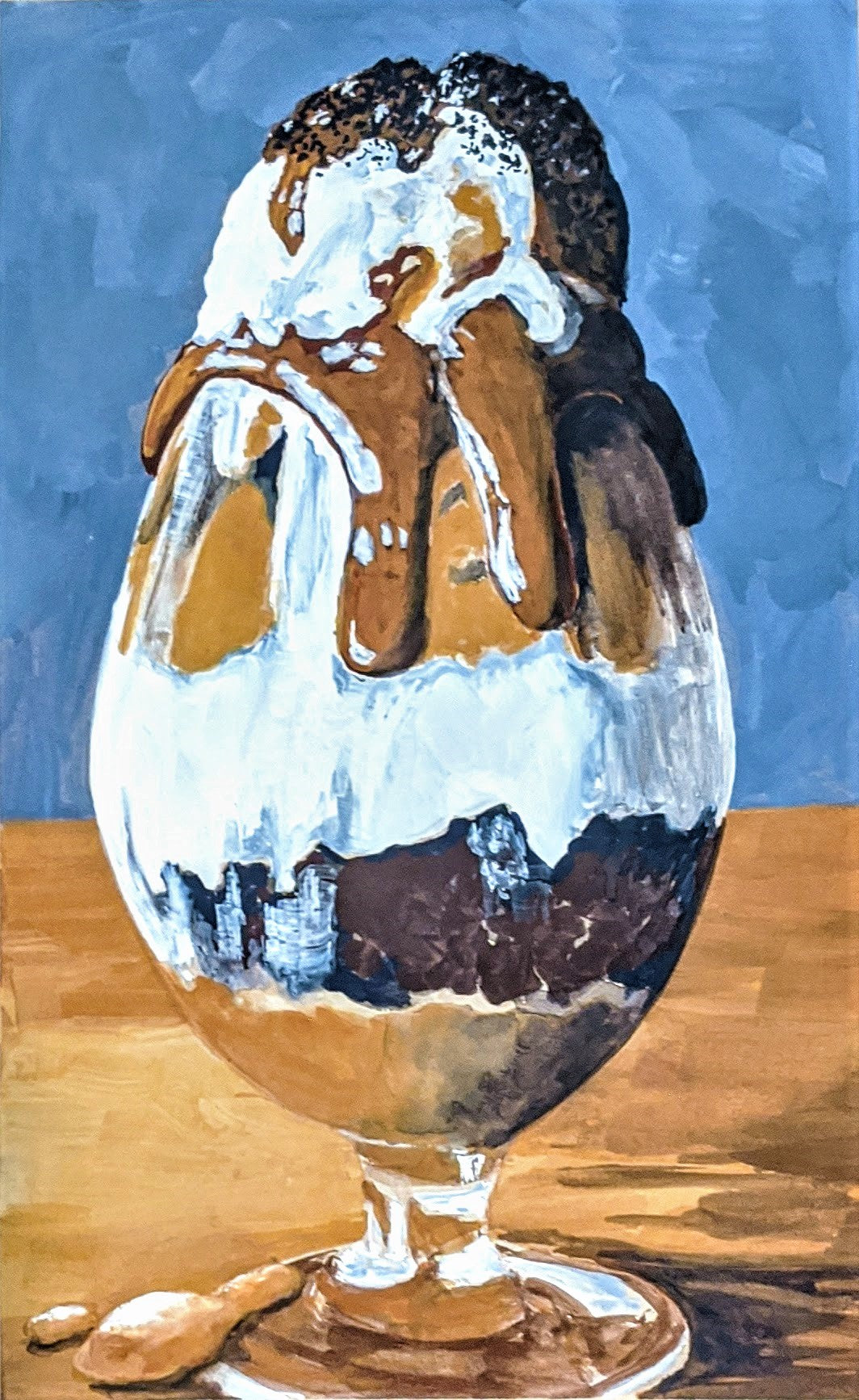 Caramel Sundae gouache painting on paper