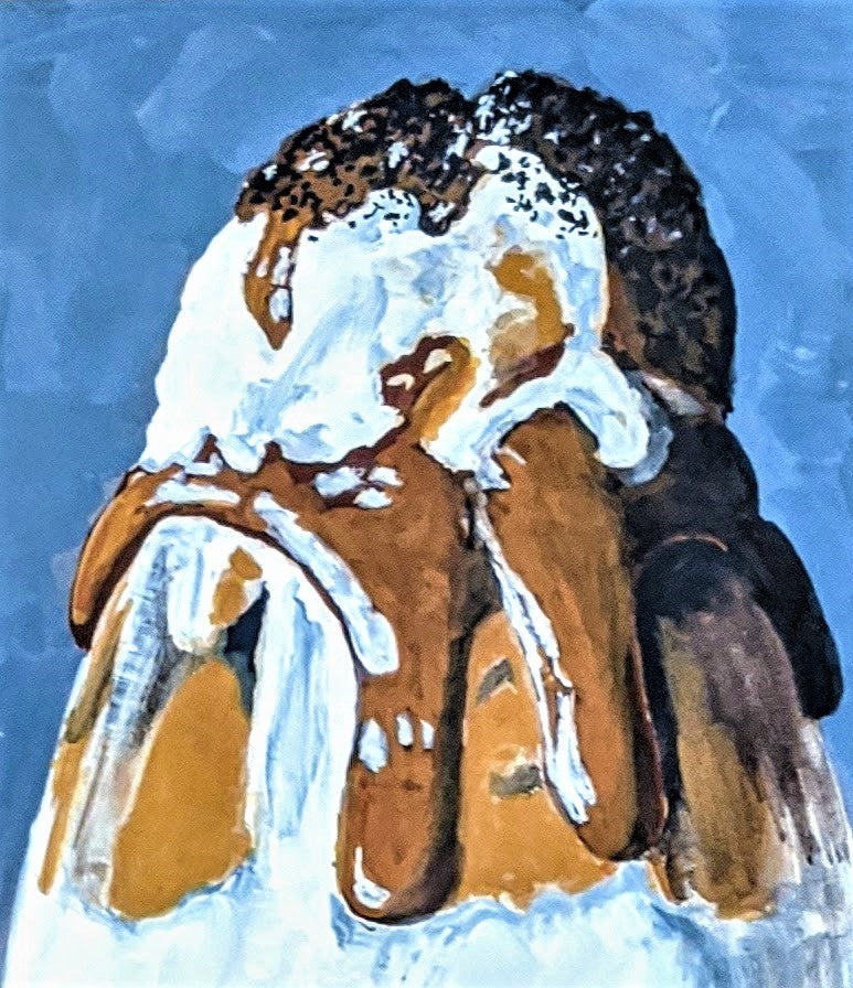 Caramel Sundae gouache painting on paper detail