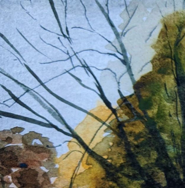 Chicago roadside November watercolor painting detail
