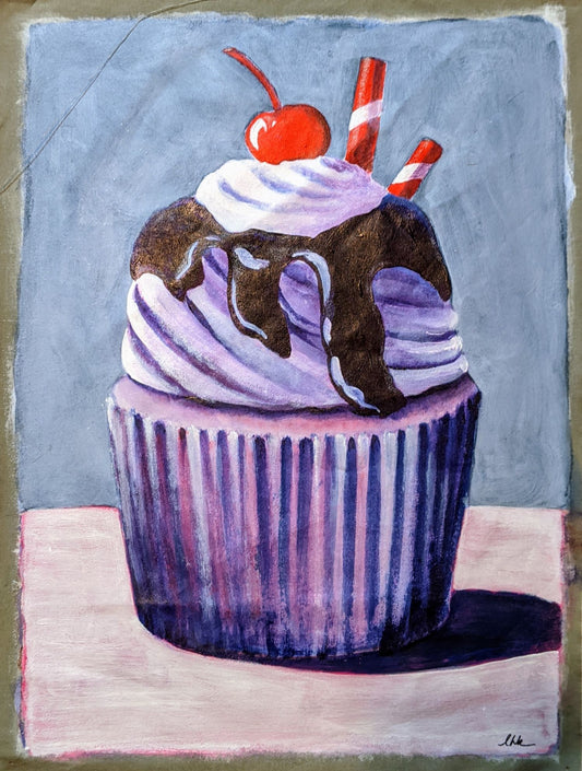 Cupcake acrylic painting