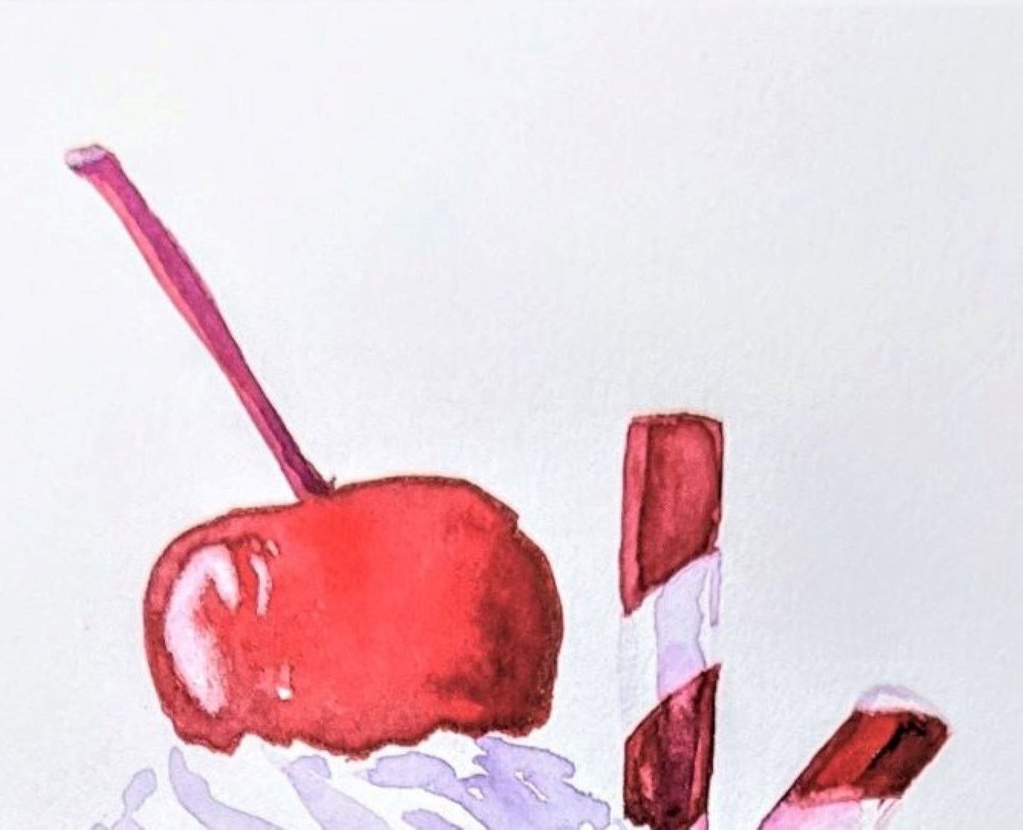 Cherry on top cupcake painting detail