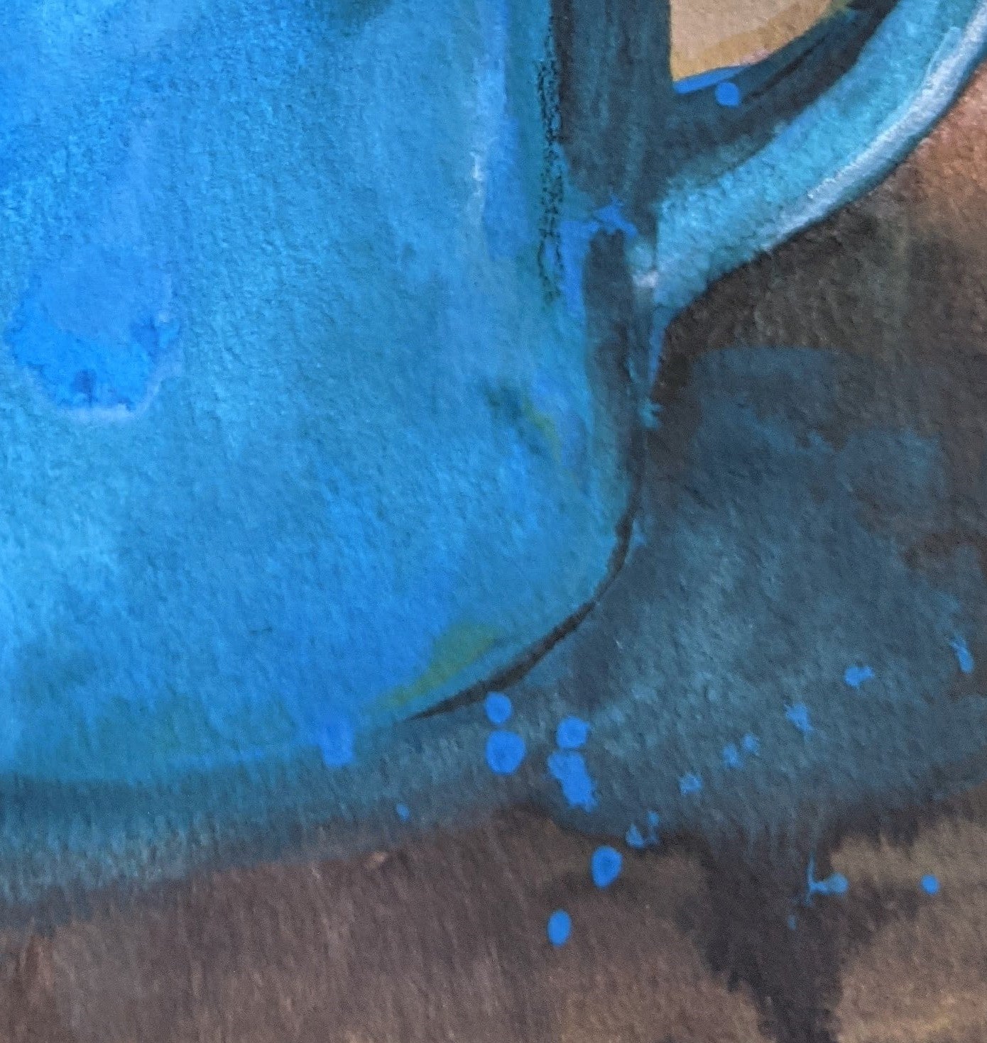 Cuppa gouache painting on paper detail