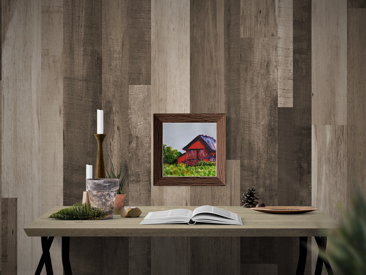 Favorite red barn painting in room