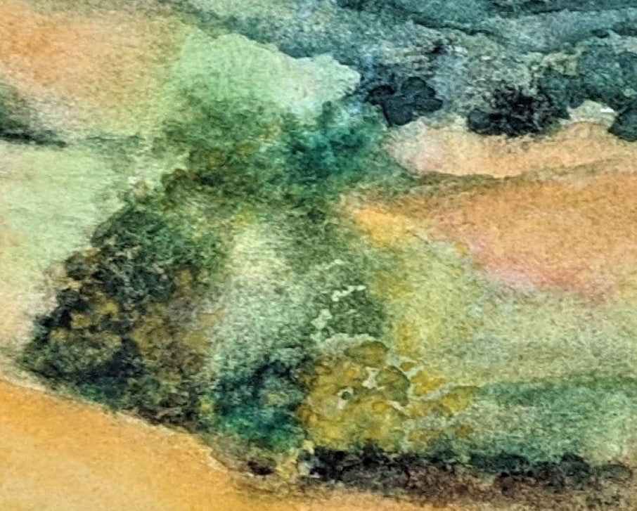 Golden Flint Hills in Kansas watercolor on paper detail