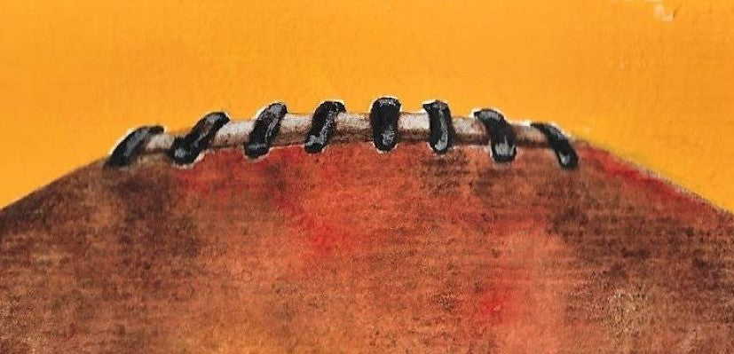 Football watercolor painting on paper detail