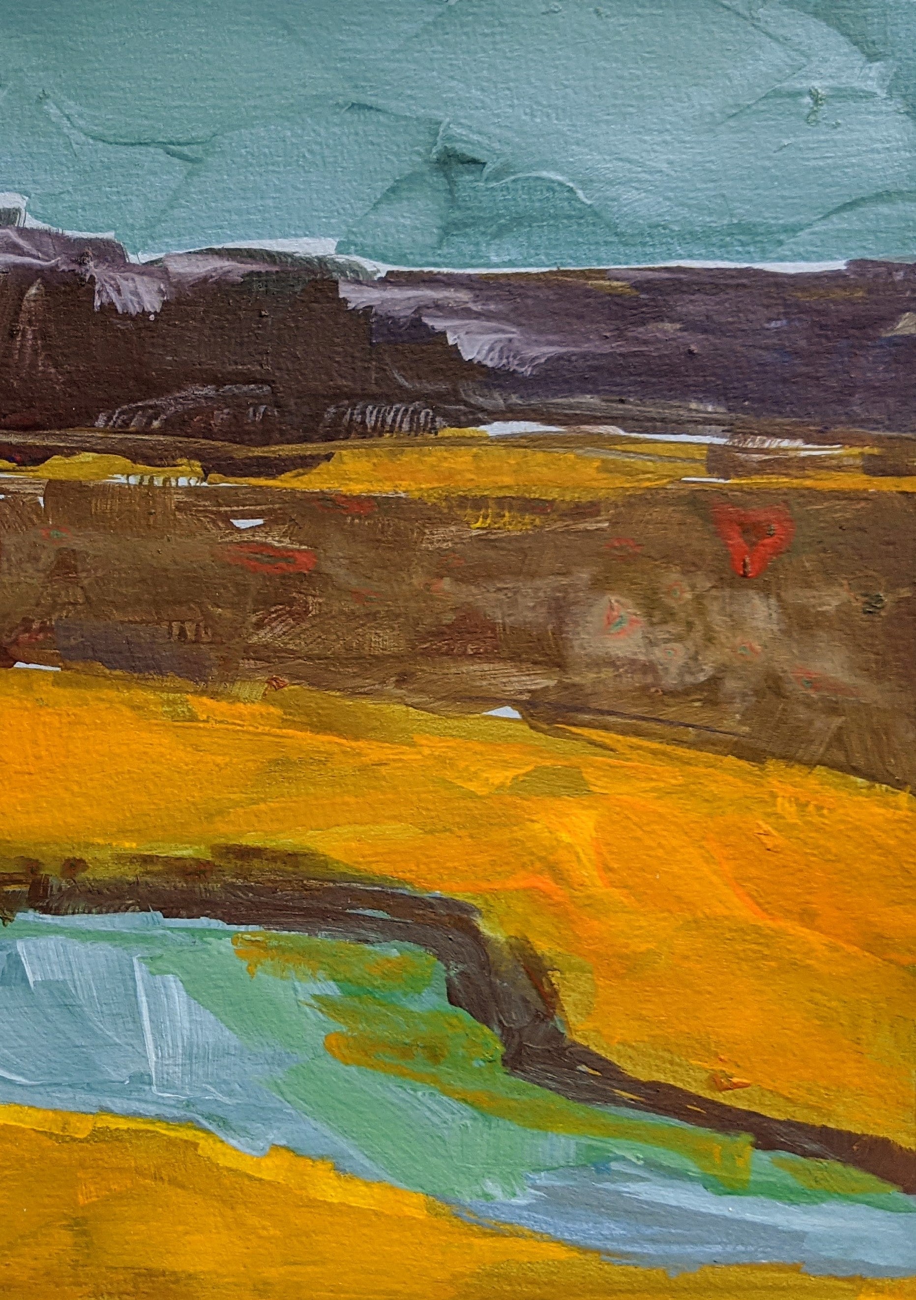 Golden Prairie acyrlic painting on paper detail