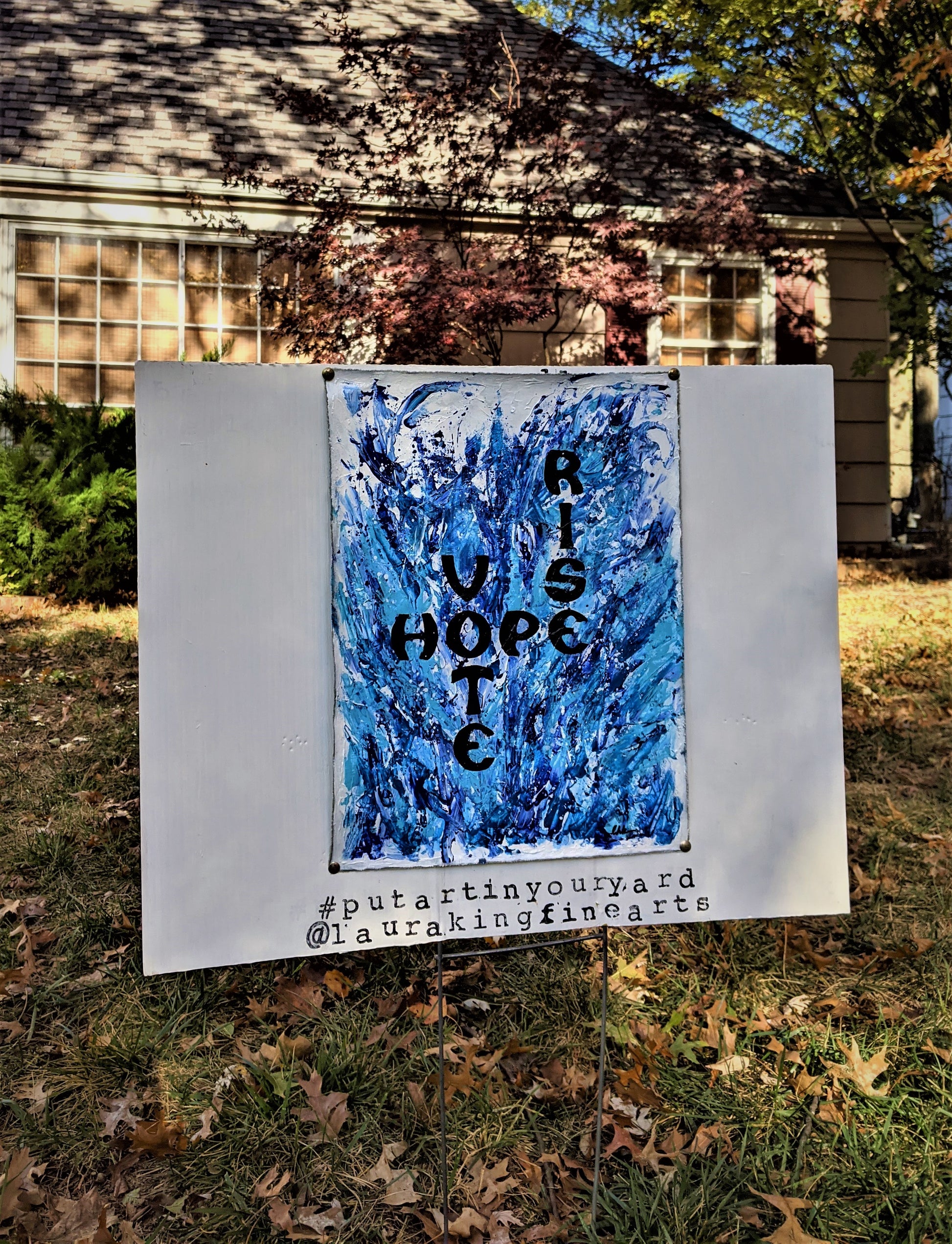 HopeVoteRise2020 #putartinyouryard project piece acrylic painting on gessoed cloth detail