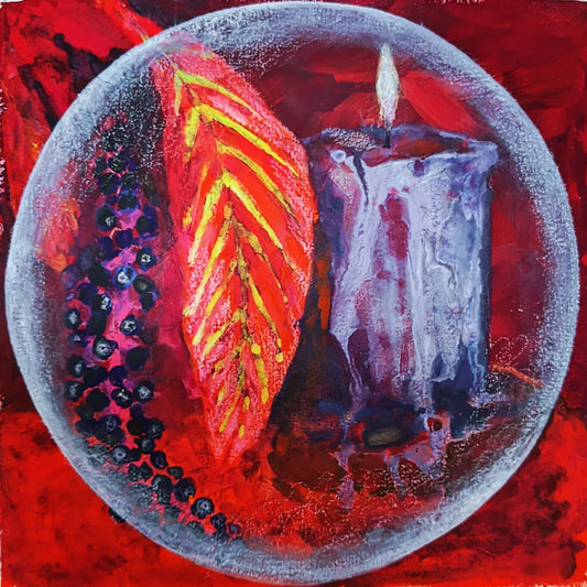 Pokeweed & Candle through a Crystal Ball