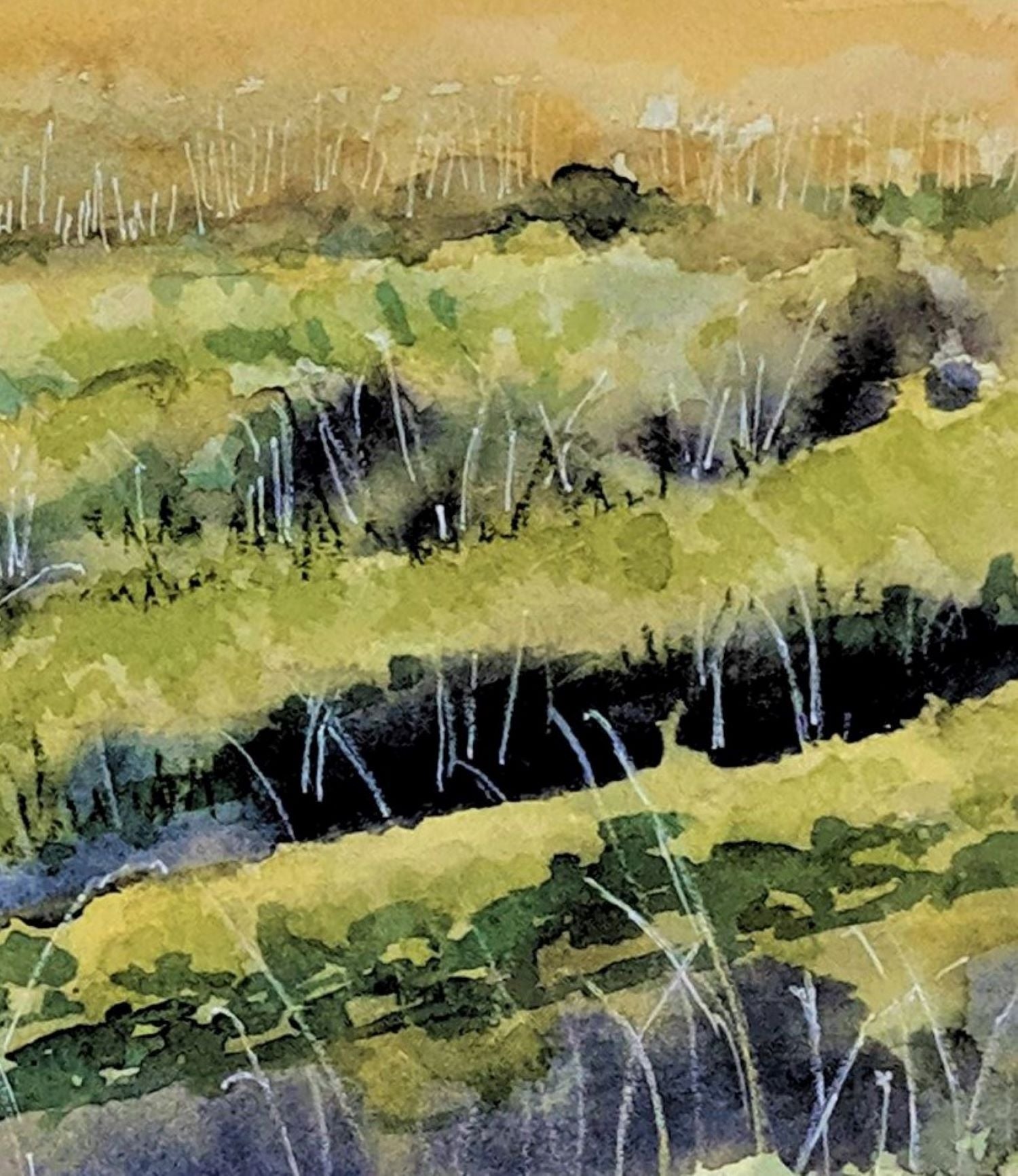 Kansas flint hills watercolor painting detail