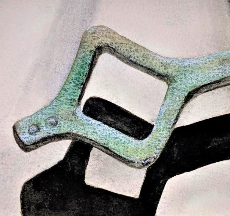 Key and Shadow watercolor painting on paper detail