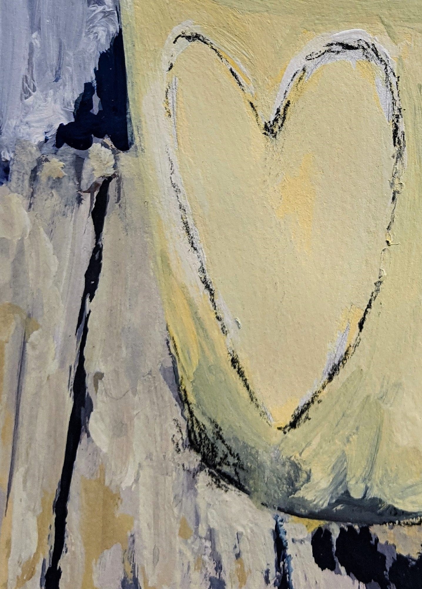 Love mug acrylic painting on paper detail