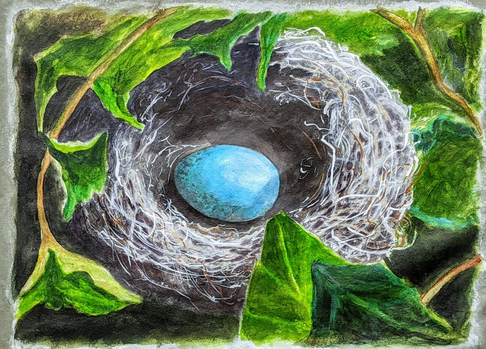 Bird's Nest acrylic painting