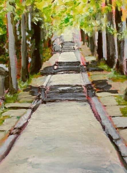 Pere Lachaise acrylic painting detail