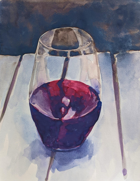 Picnic Pinot watercolor painting on paper