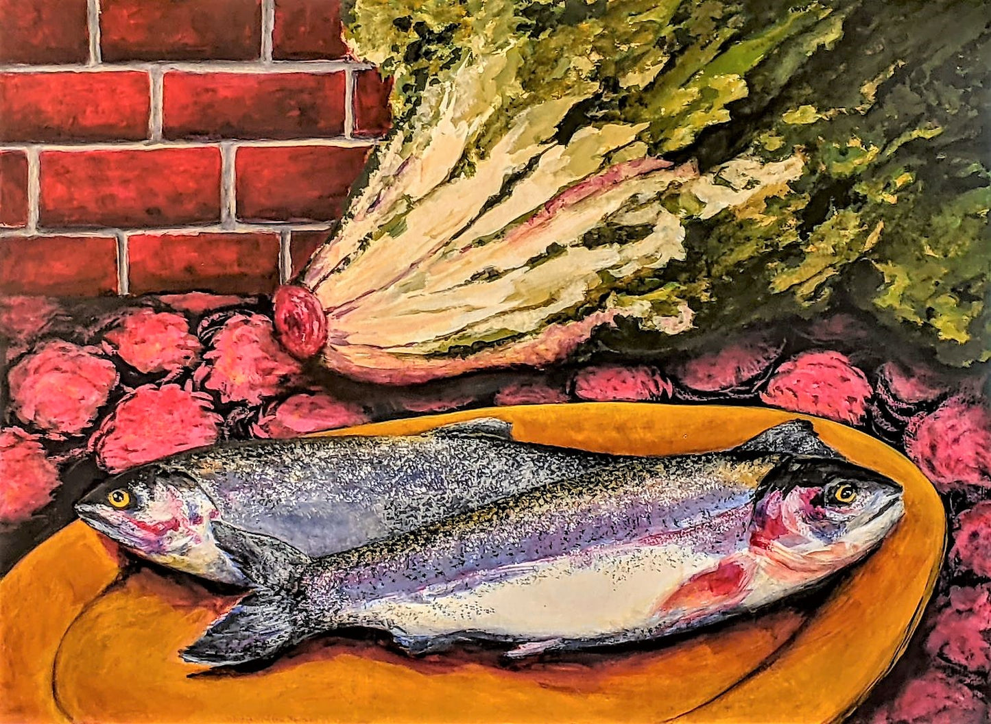 Romaine acrylic flashe painting on paper