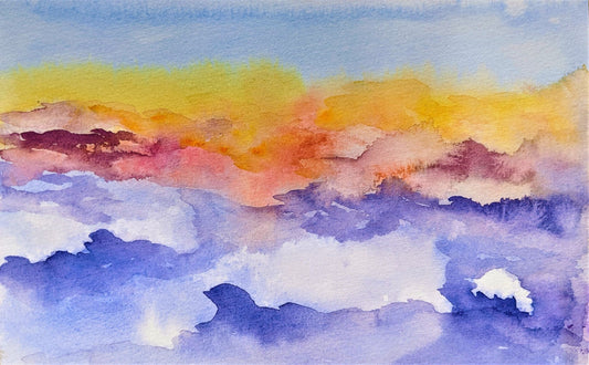 Setting sun watercolor painting