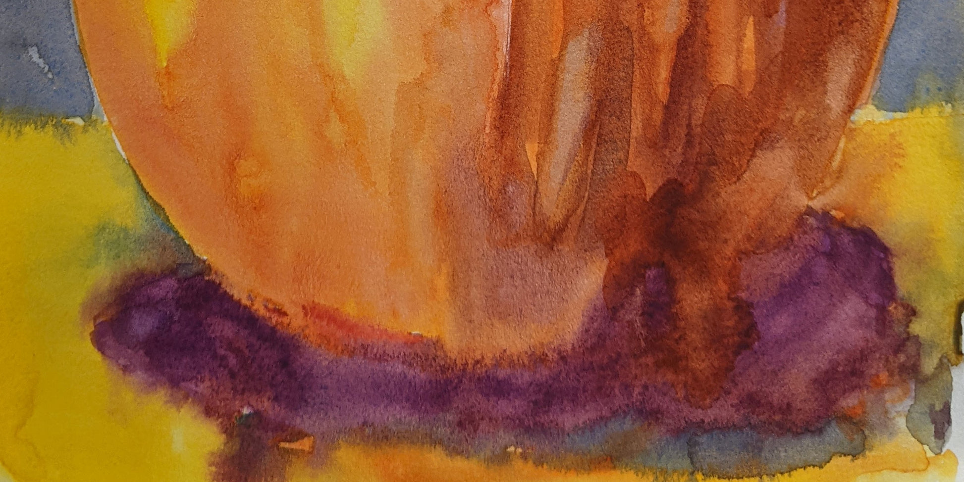 Shadow Pumpkin watercolor painting on paper detail