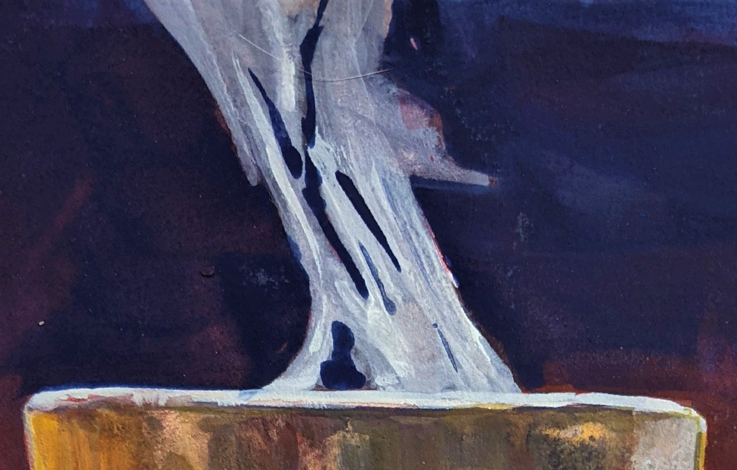 Steamy gouache painting on paper detail