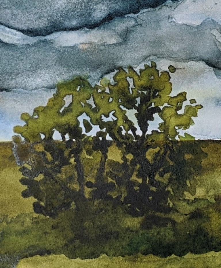 Clouds on the plains watercolor painting detail