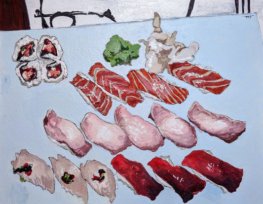 Sushi gouache painting