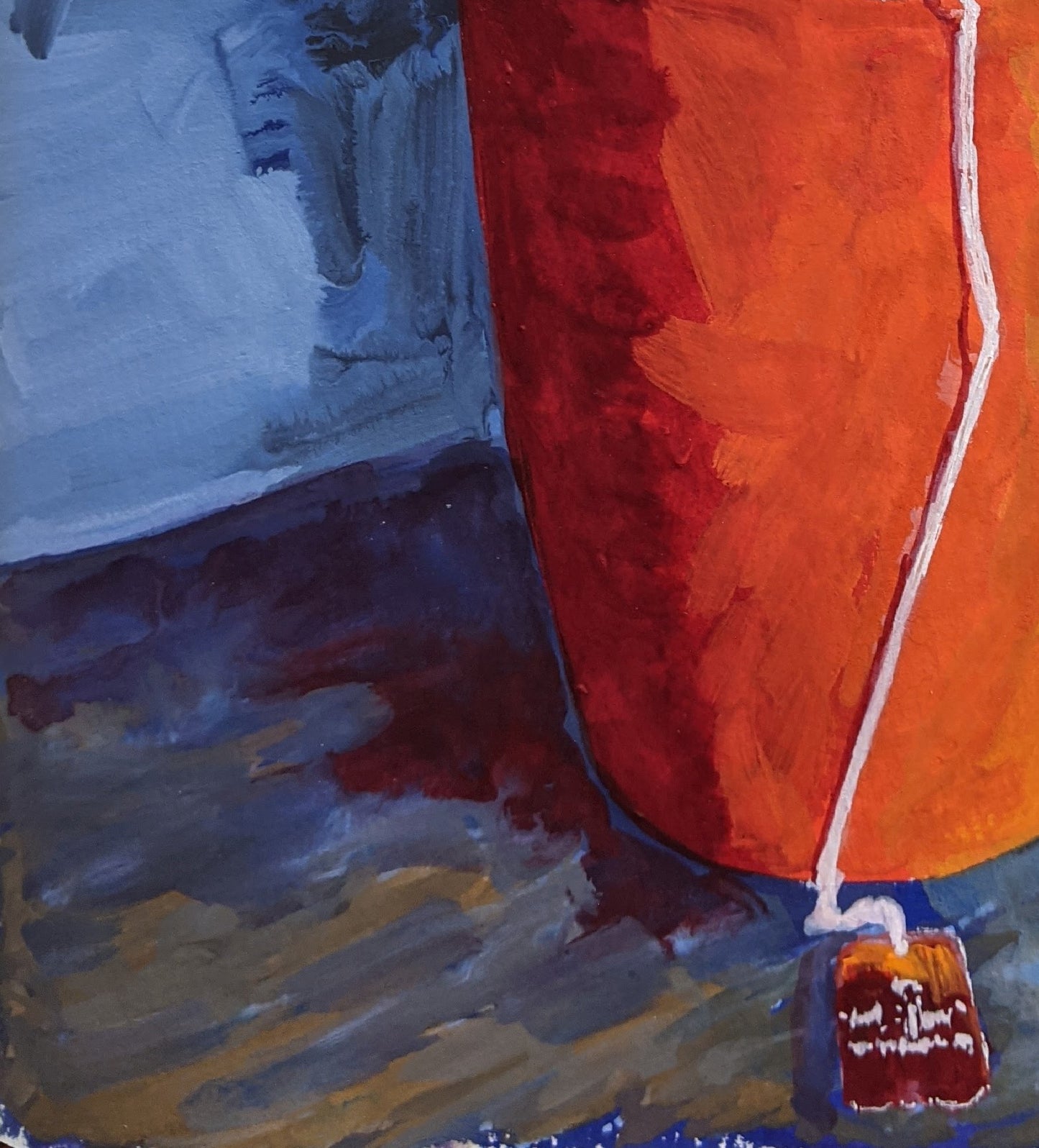 Tea Time gouache painting on paper detail