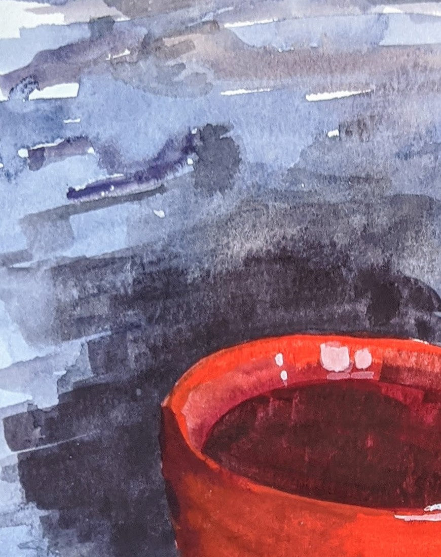 Tea watercolor painting detail