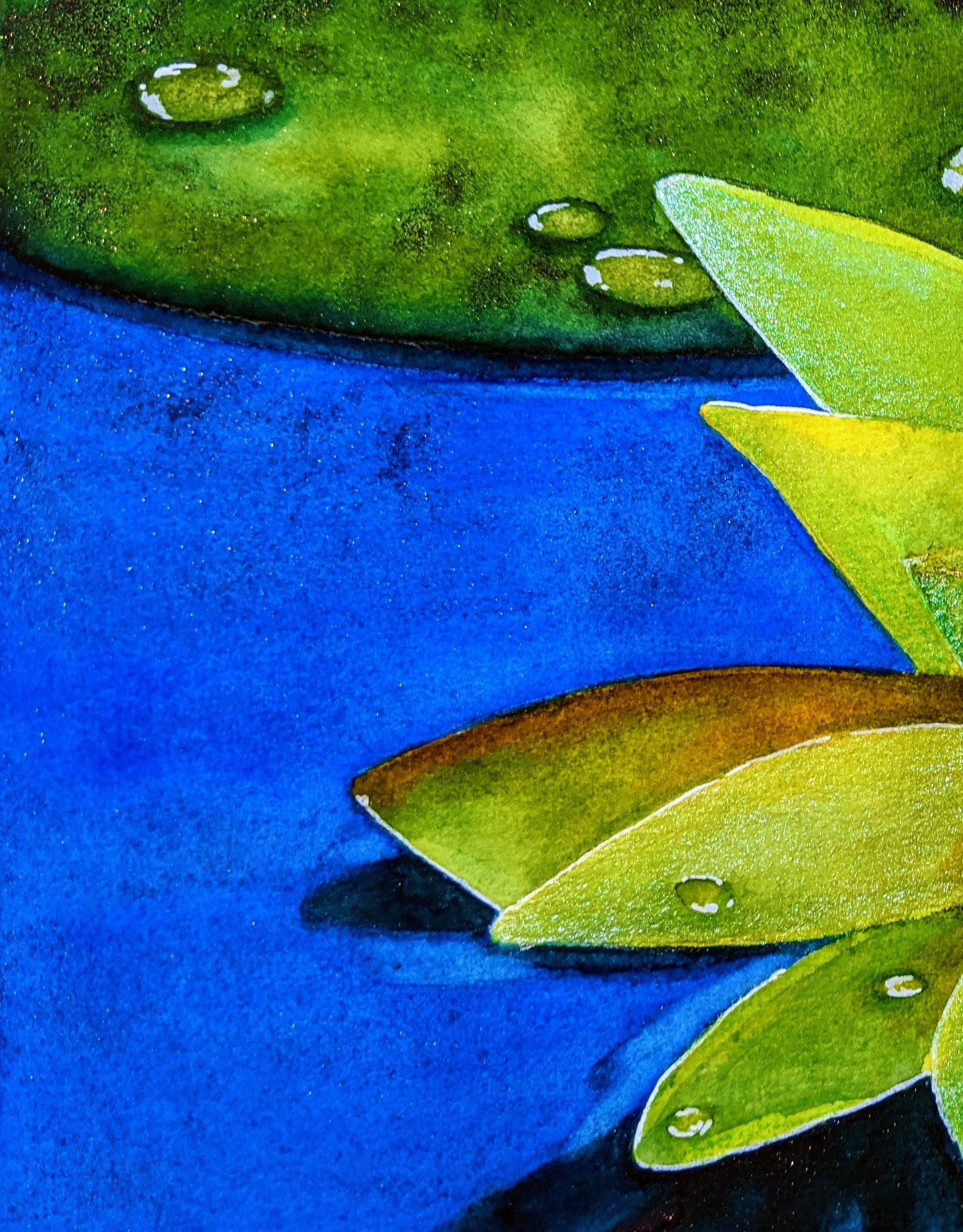 Vietnamese lotus watercolor painting detail