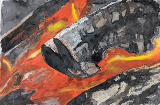 Campfire watercolor painting