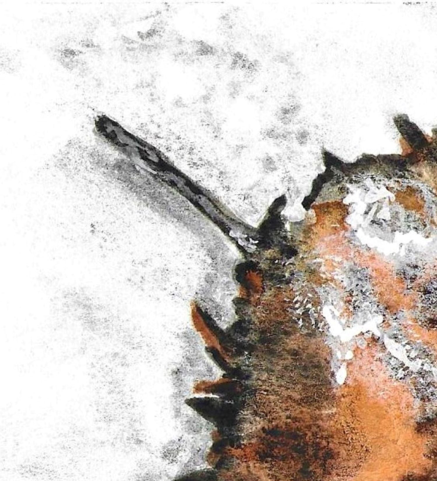 Horseshoe crab watercolor painting detail