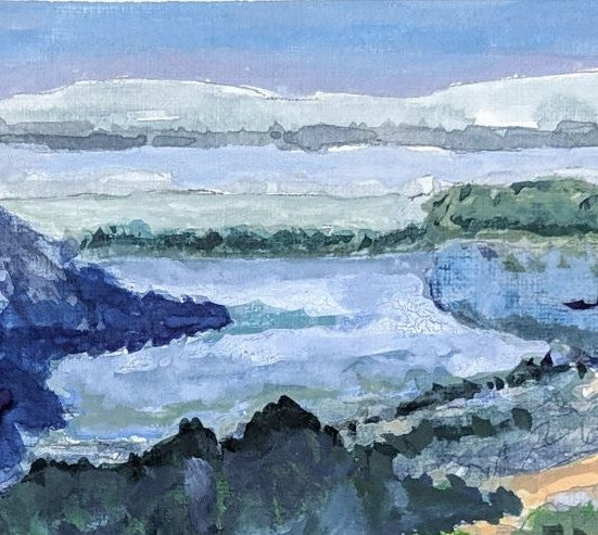 Kansas Kansa gouache painting detail