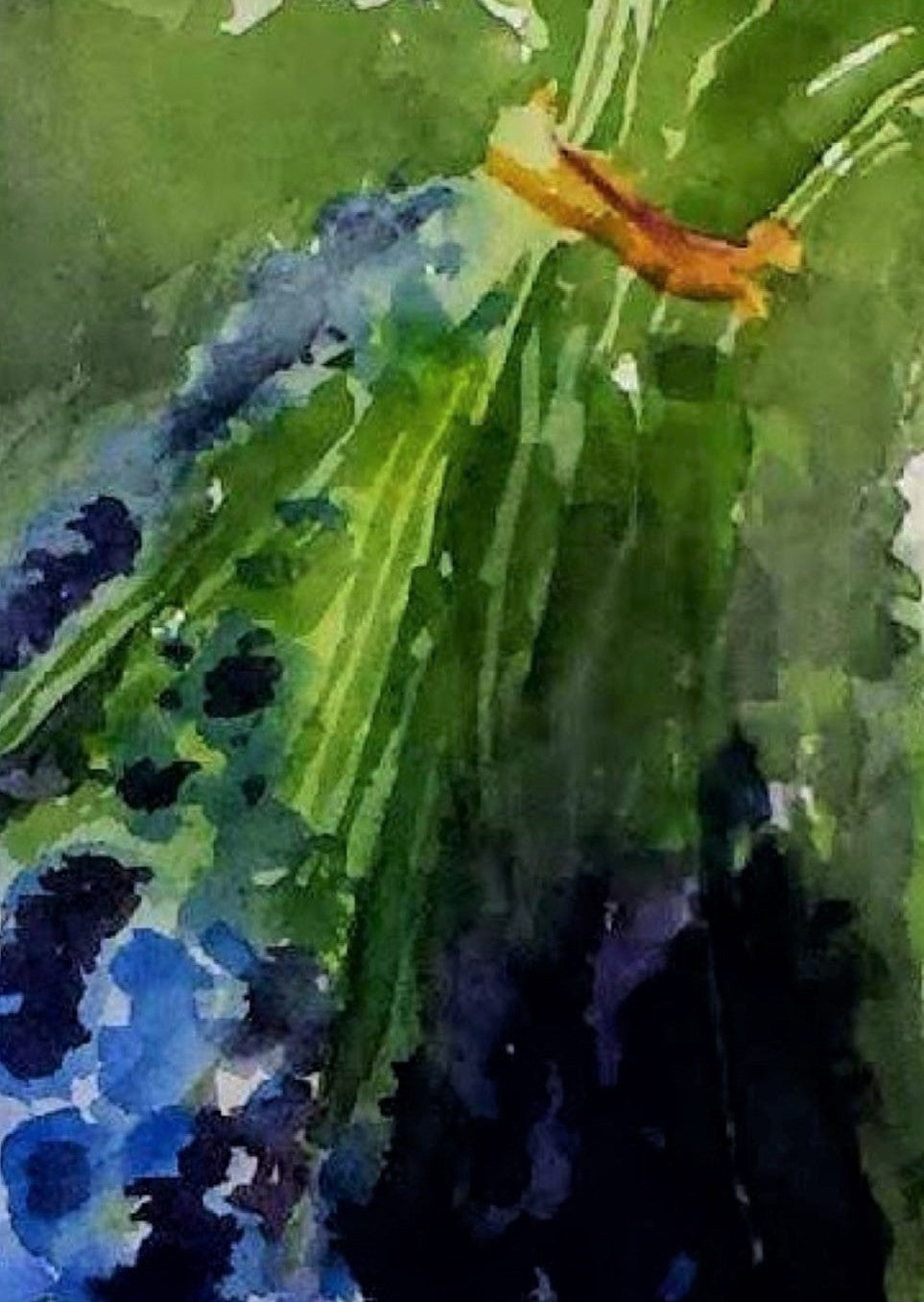 Lavender hanging watercolor painting detail