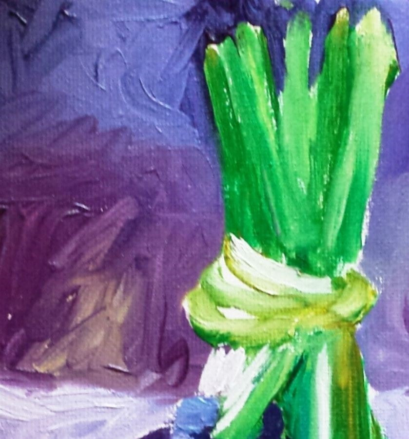 Lavender hanging oil painting detail
