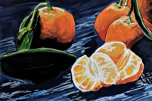 Orange wedges gouache on paper