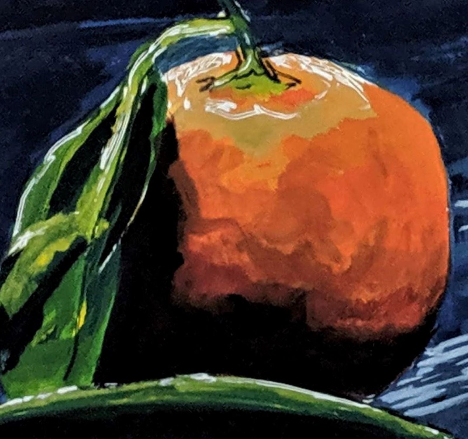 Orange wedges gouache on paper detail