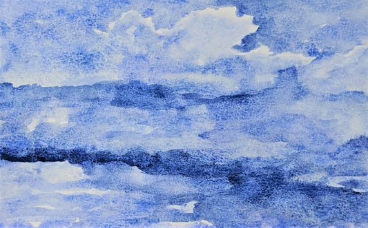 Sky of blue watercolor painting