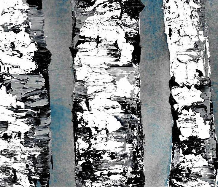 Birches painting detail