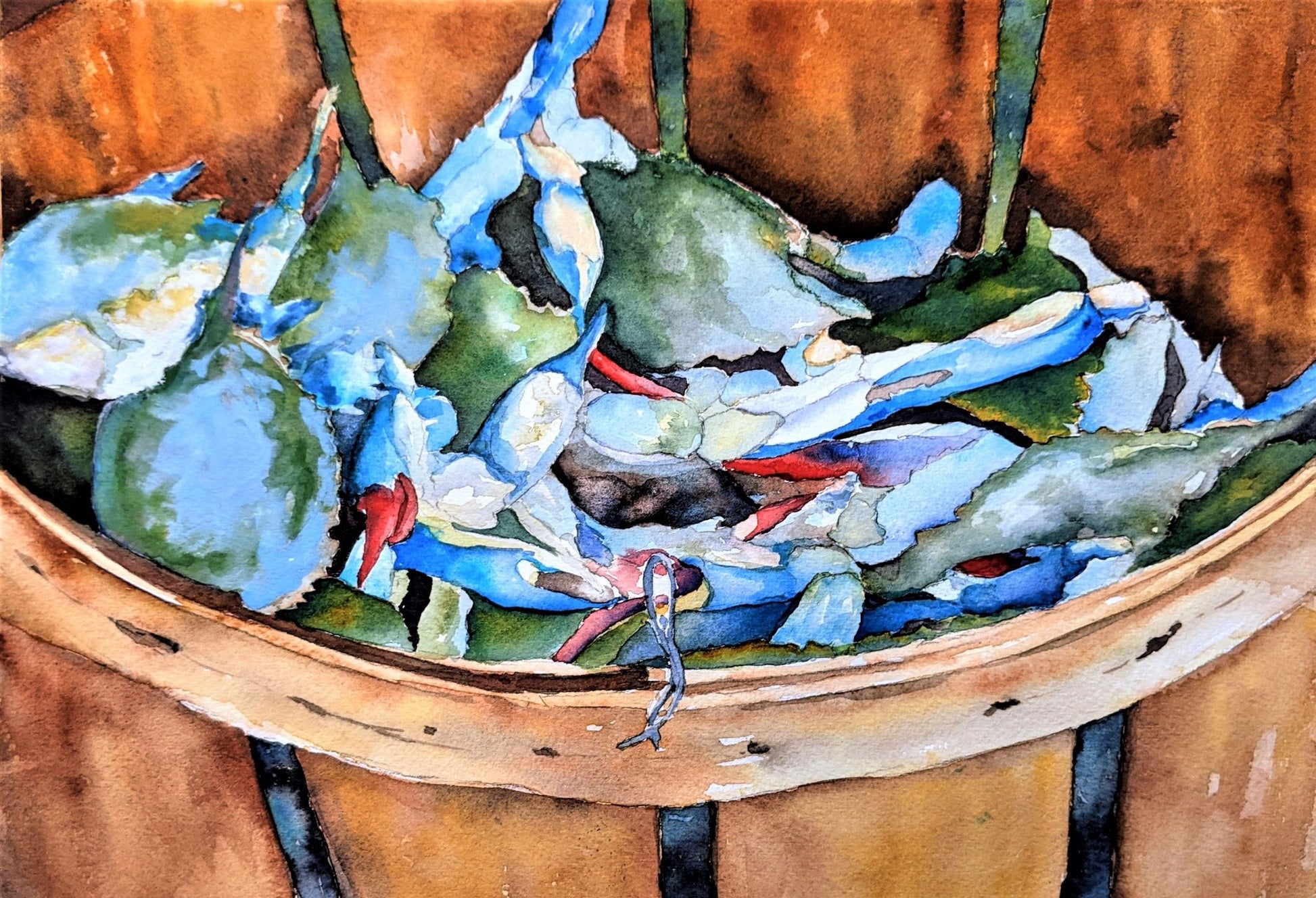 Blue crabs watercolor painting