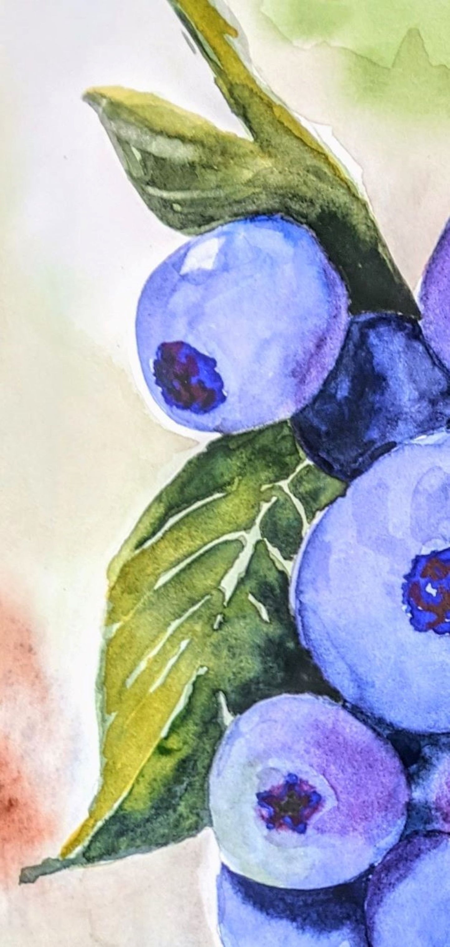 Blueberries painting detail