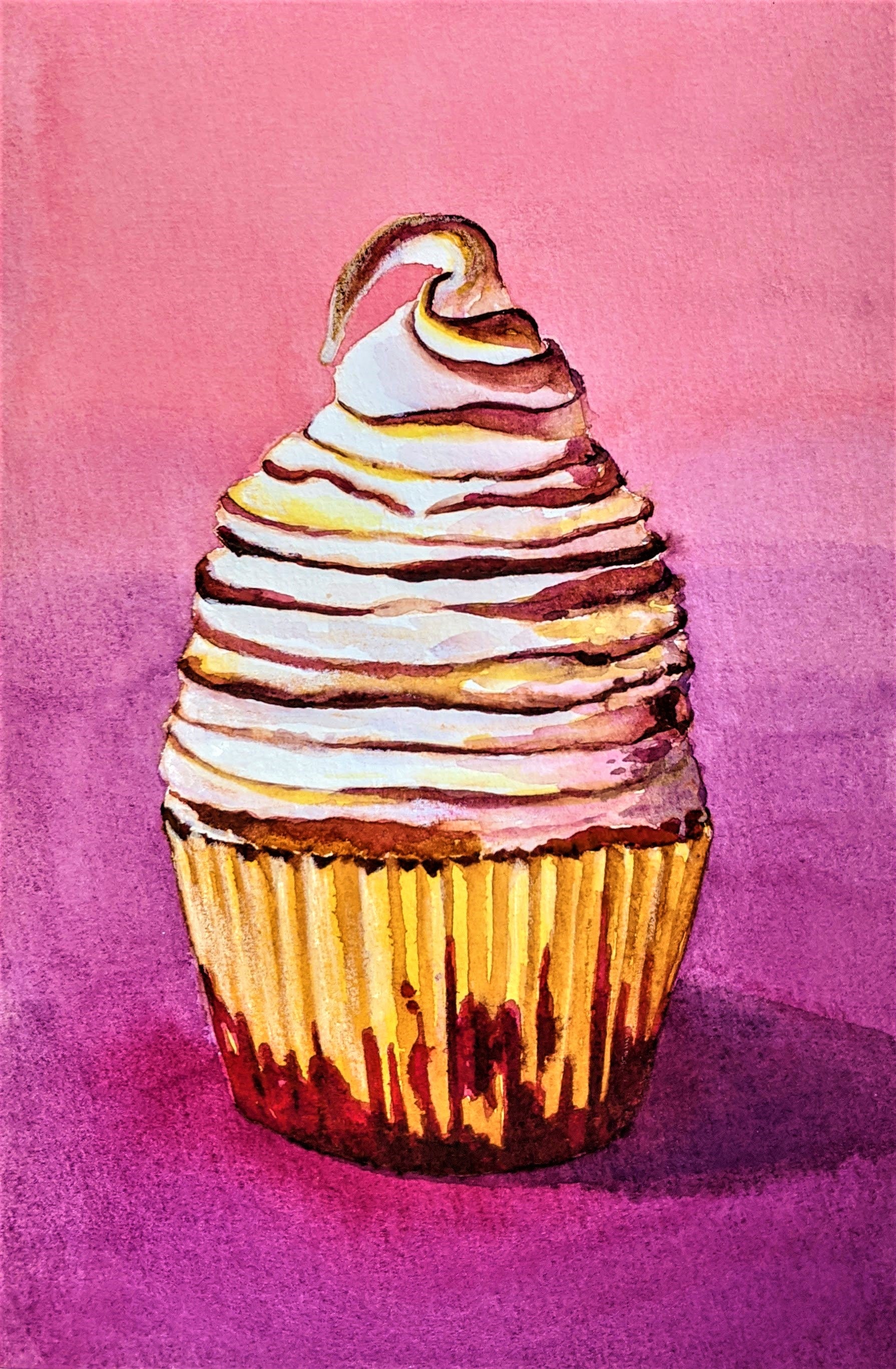 Butterscotch cupcake watercolor painting