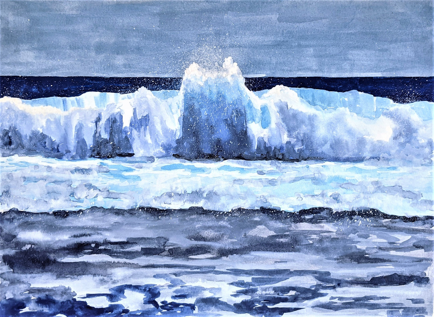 Catch a Wave gouache painting on paper