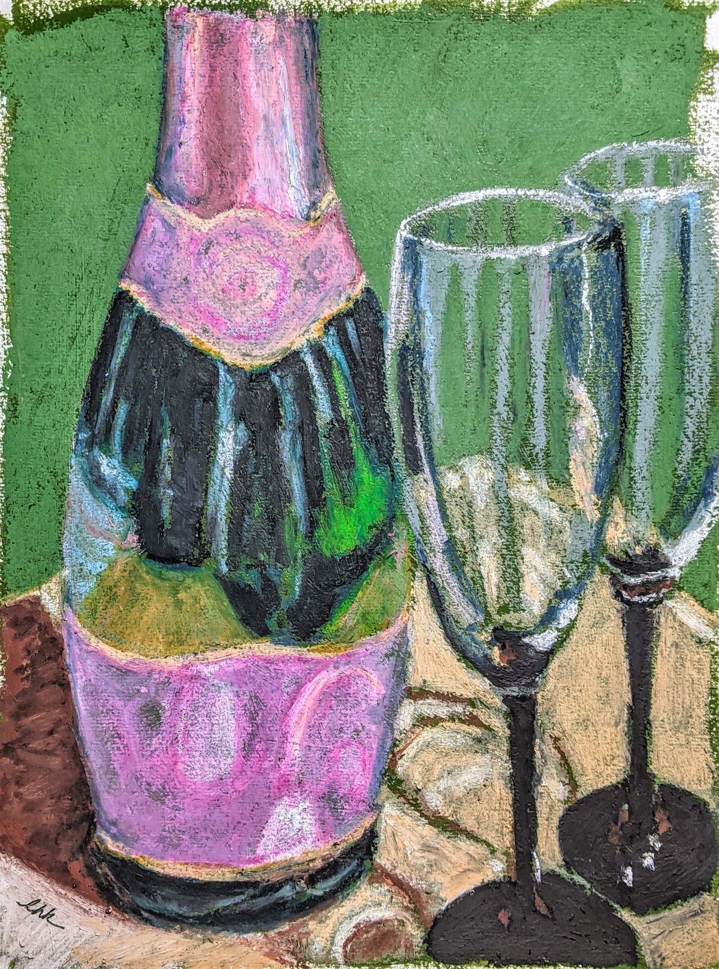 Celebrate oil pastel painting on paper