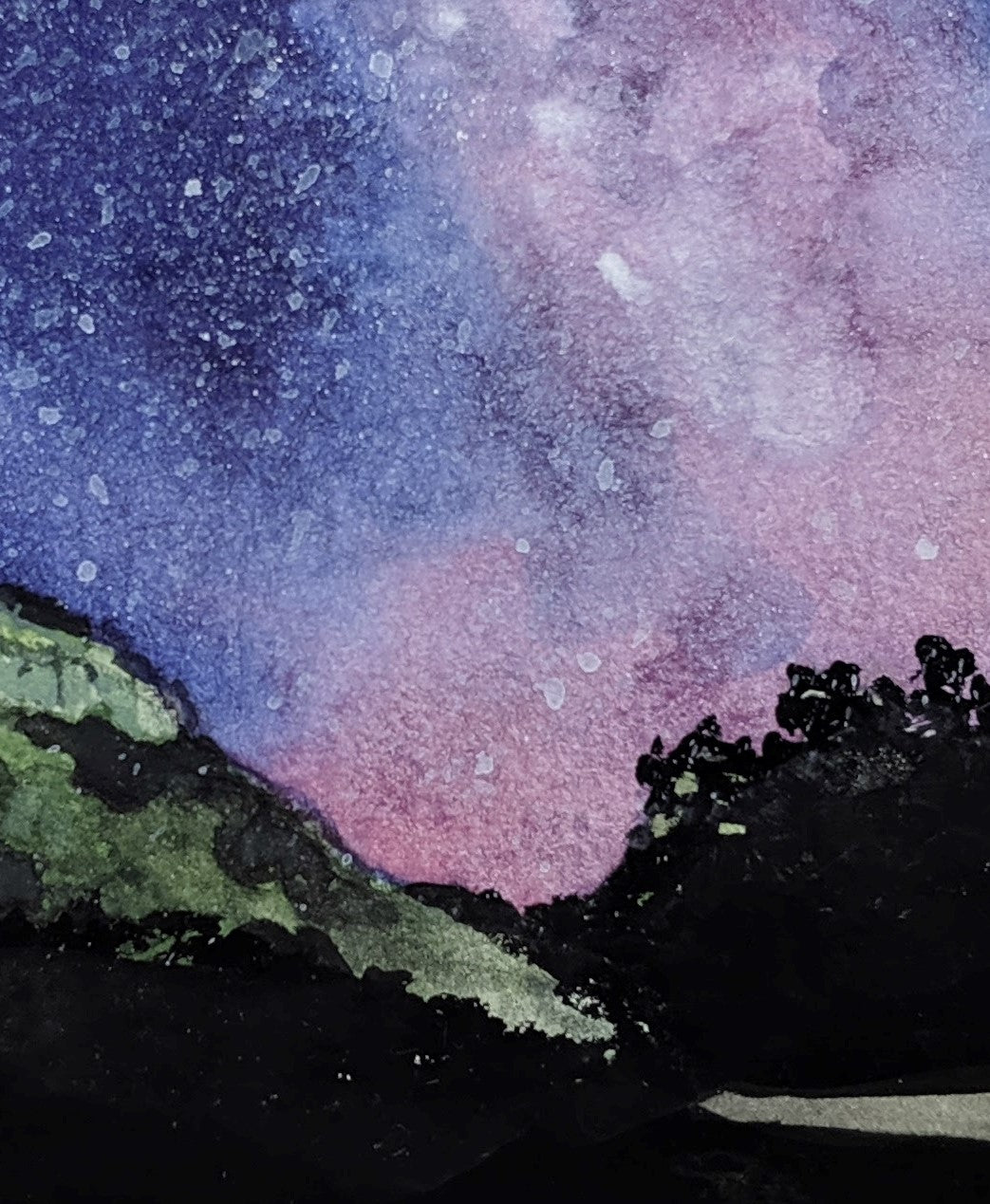 Chris's Galaxy watercolor painting detail