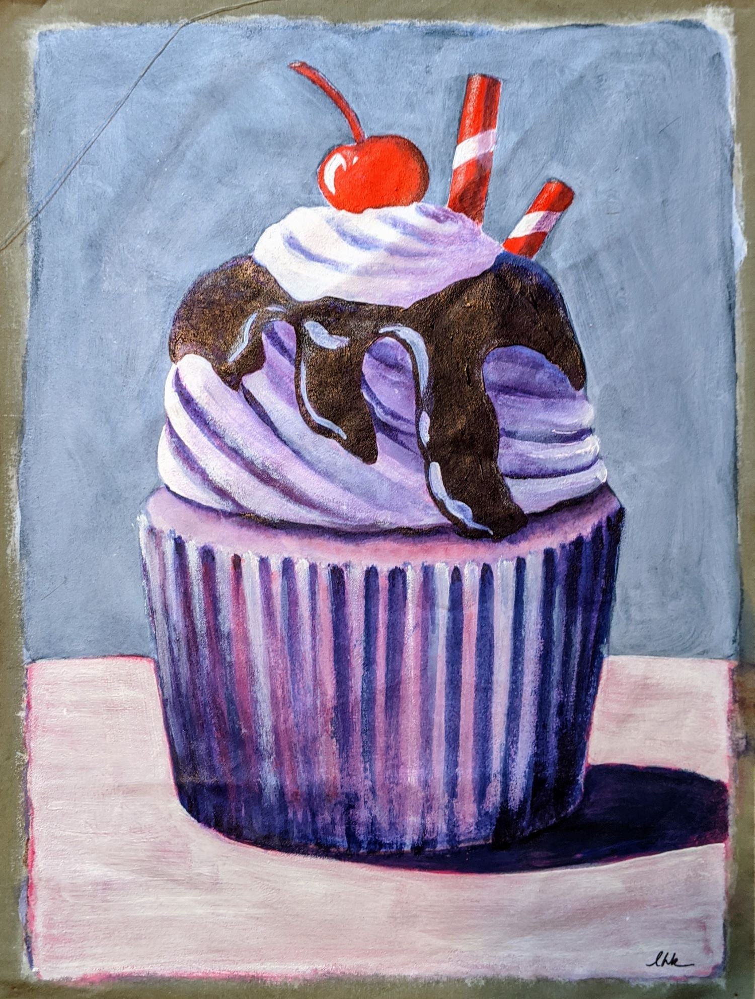 Cupcake acrylic painting