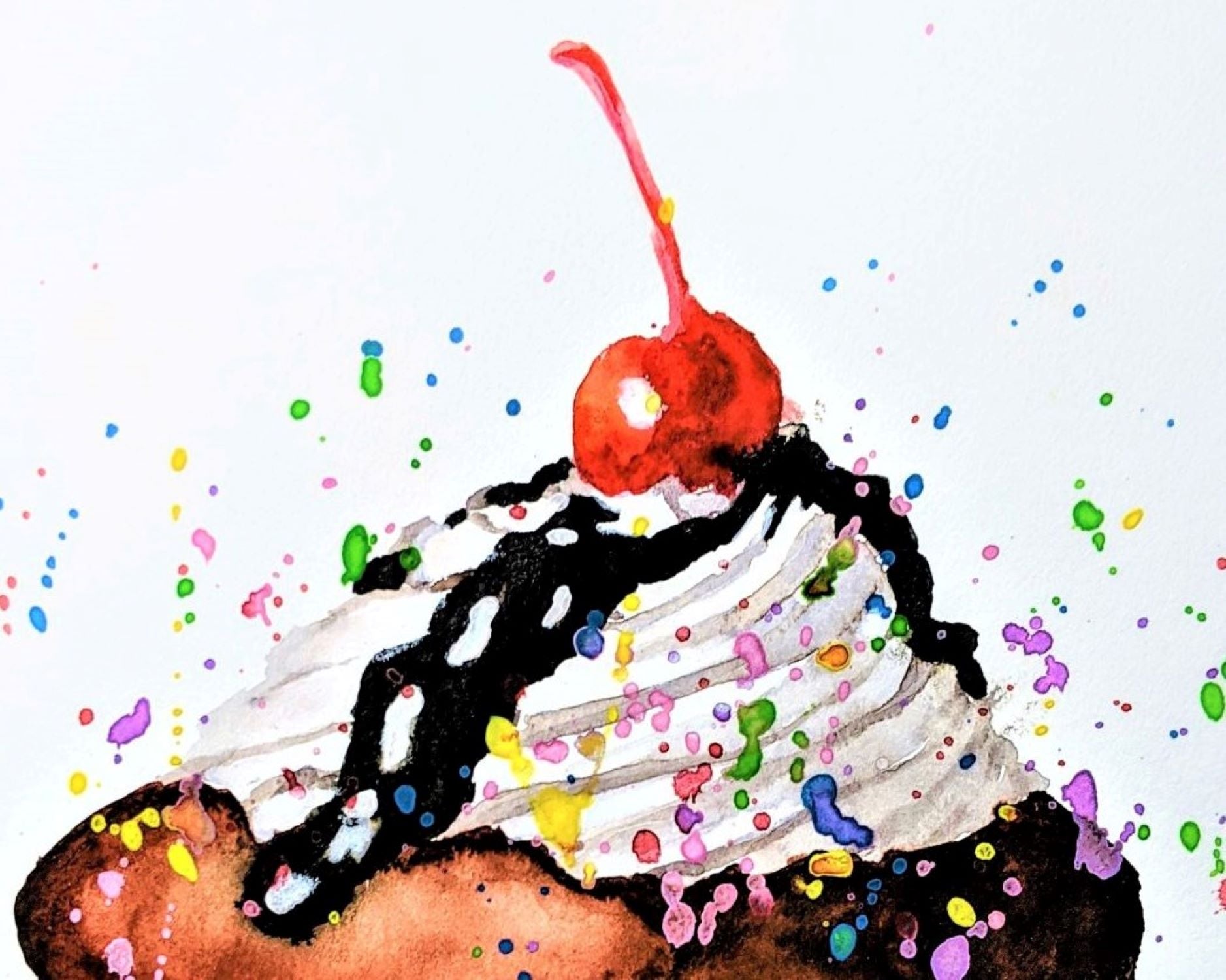 Cupcake with sprinkles painting detail